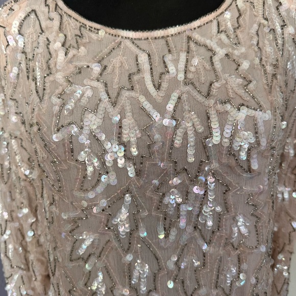 Light Pink Vintage 100% Silk Sequin Dress - Picture 5 of 6